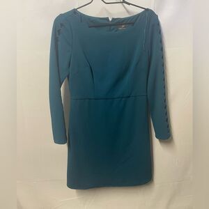 Adriana Papell Teal Long Sleeve Formal Dress